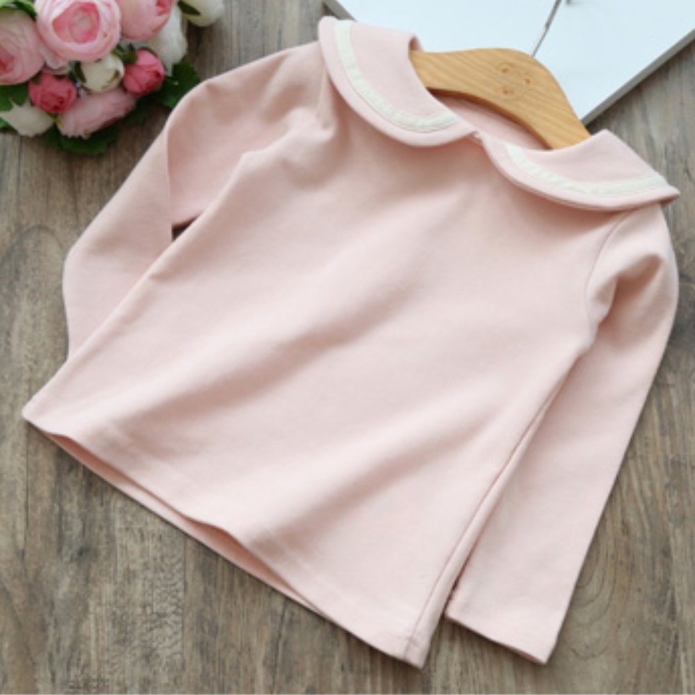 Girls’ Peter Pan Collar Polo Shirt Pink Blouse